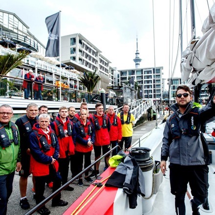 Passengers getting ready to sail on an America's Cup Yacht