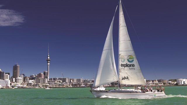 Auckland Harbour Sailing Cruise with the sky tower in the background